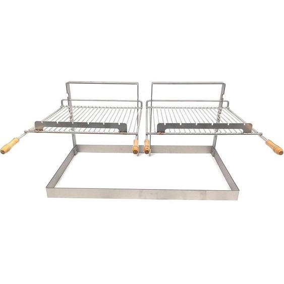 Hamea Home - Barbecue encastrable Grille et support Vesta pour cheminée ou barbecue Grand Modèle Double