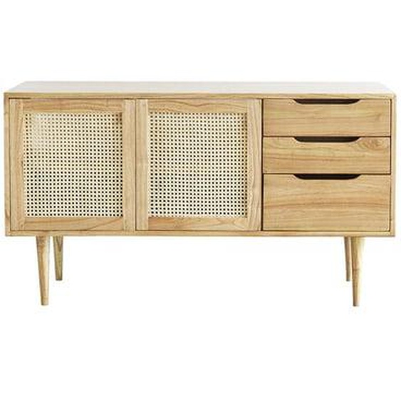 HANA  Meuble de salle de bain en mindi massif et cannage 135 cm