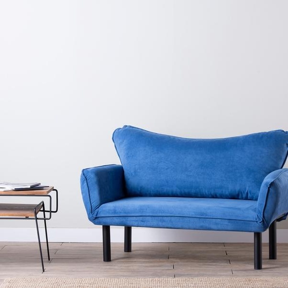 Hanah Home, Chatto - Blue, Canapé-lit, Canapé-lit 2 places, bleu, coton, 150 x 75 x 70 x cm