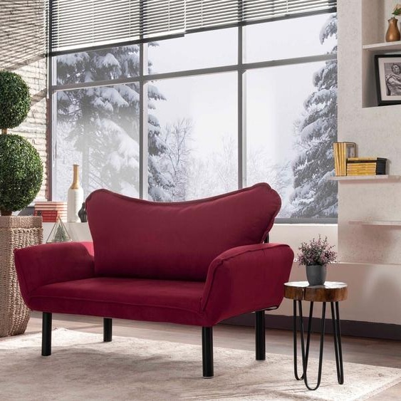 Hanah Home, Chatto - Maroon, Canapés-lits, Canapé-lit 2 places, marron, coton, 150 x 75 x 70 x cm