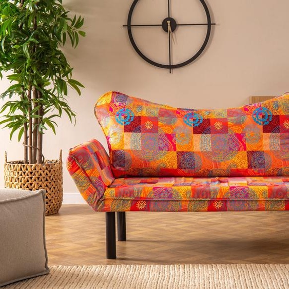Hanah Home, Chatto - Patchwork, Canapés-lits, Canapé-lit 2 places, Multicolore, Métal, 150 x 75 x 70 x  cm