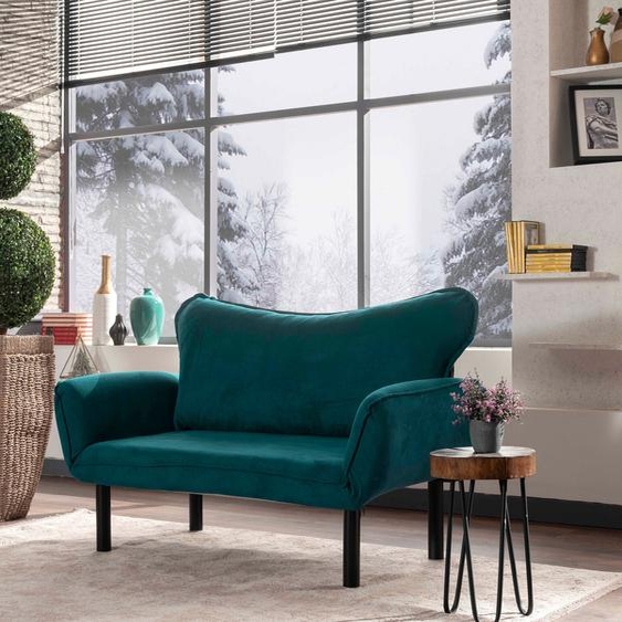 Hanah Home, Chatto - Petrol Blue, Canapés-lits, Canapé-lit 2 places, bleu pétrole, coton, 150 x 75 x 70 x cm