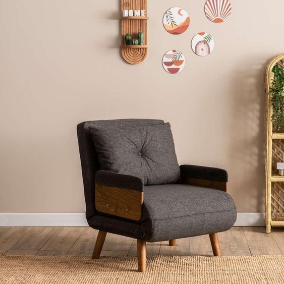Hanah Home, Cosmo Single - Dark Grey, canapé-lit 1 place, gris foncé, 100 % POLYESTER, 77 x 70 x 82 cm