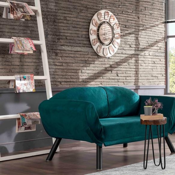 Hanah Home, Genzo- FTN1224, bleu pétrole, canapés-lits, structure : 100 % métal