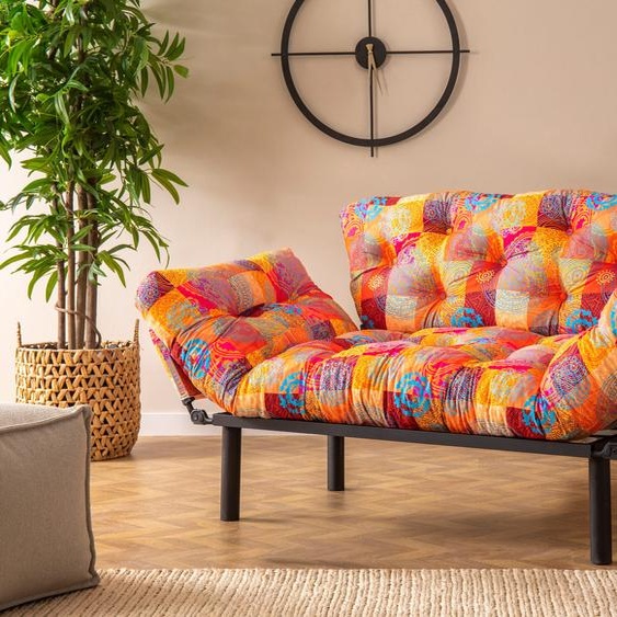 Hanah Home, Nitta - Patchwork, Canapés-lits, Canapé-lit 2 places, Multicolore, Métal, 155 x 80 x 70 x cm