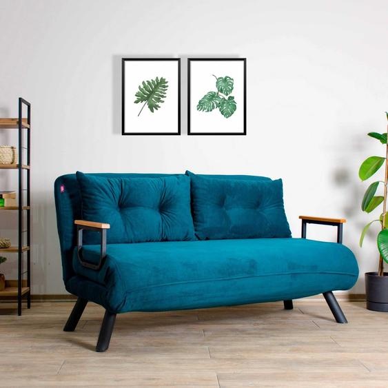 Hanah Home, Sando 2-Seater - Petrol Green, Canapés-lits, Canapé-lit 2 places, vert pétrole, polyester, 133 x 78 x 78 x cm