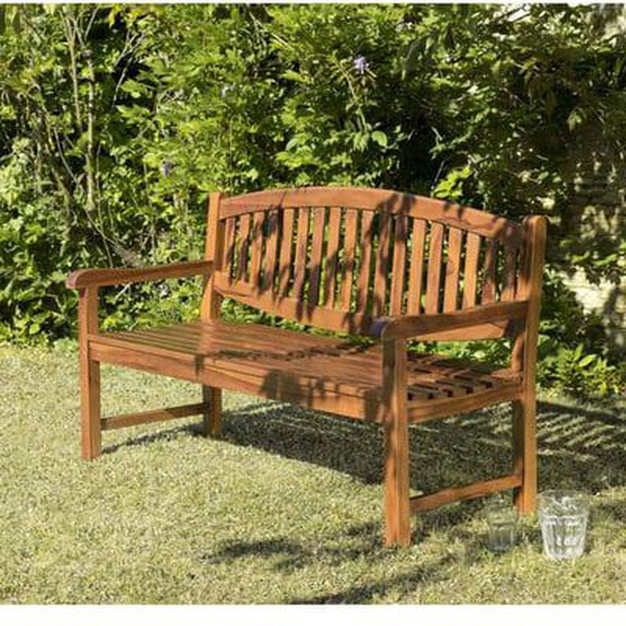 HANNA - Banc de jardin ovale en bois teck huilé