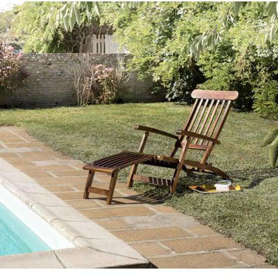 HANNA - Chaise longue de jardin en bois teck huilé