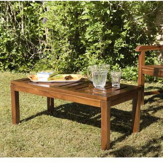 MAEVA - Table basse de jardin rectangulaire 100 x 50 cm en bois teck huilé