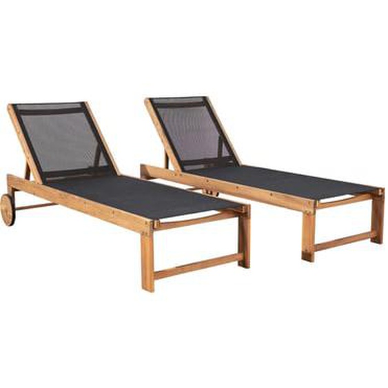 HANOÏ  Bain de soleil en acacia massif FSC et textilène noir (lot de 2)