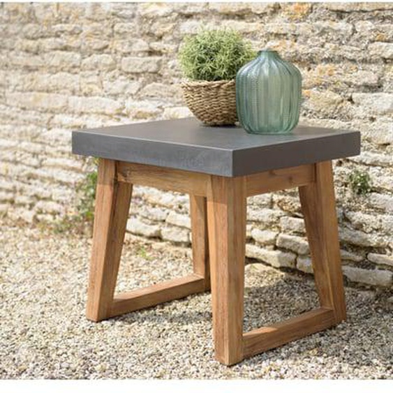HANS - Table dappoint rect. 50x40cm effet béton foncé pieds trapèze