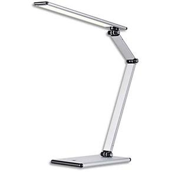 HANSA Lampe LED Slim avec variateur, argenté. Dim tête 30 x 5 cm, pied 18 x 12 cm, bras 25,5 x 9,5 cm