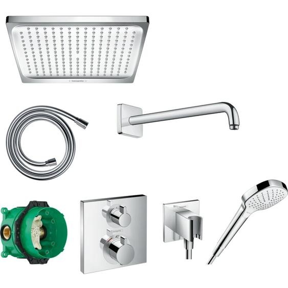 Hansgrohe - Crometta e Pack encastré avec mitigeur thermostatique Ecostat Square Chromé