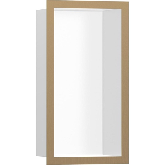 hansgrohe XtraStoris Individual, niche murale mat blanc avec cadre design 300/150/100, finition bronze brossé