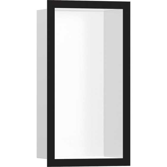 hansgrohe XtraStoris Individual, niche murale mat blanche avec cadre design 300/150/100, finition noire mate