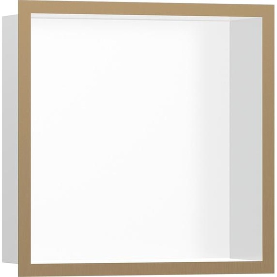 hansgrohe XtraStoris Individual, niche murale mat blanc avec cadre design 300/300/100, finition bronze brossé