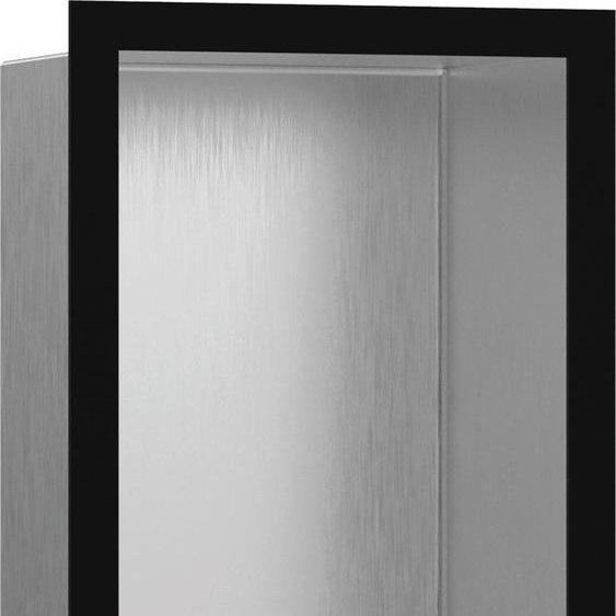 hansgrohe XtraStoris Individual, niche murale en acier inoxydable brossé avec cadre design, dimensions 300/150/100, finition noir mat