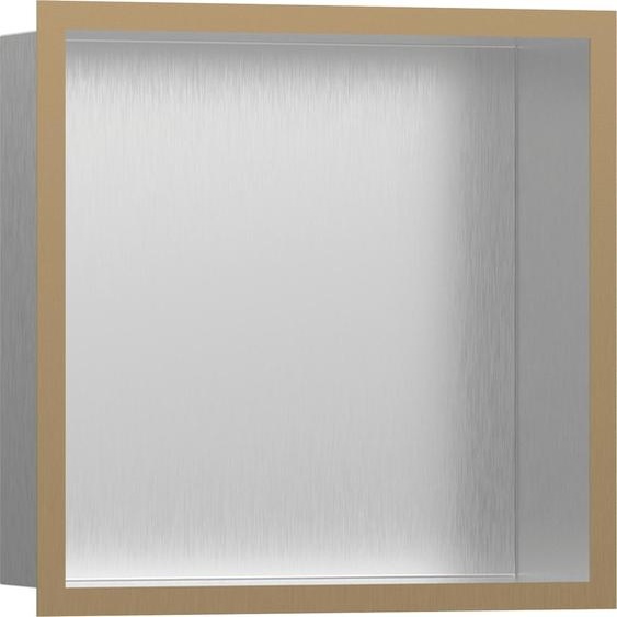 hansgrohe XtraStoris Individual, niche murale en acier inoxydable brossé avec cadre design, dimensions 300/300/100, finition bronze brossé