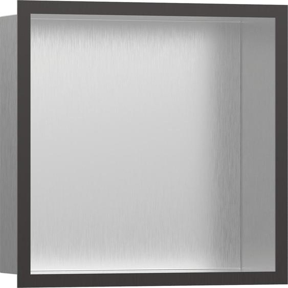 hansgrohe XtraStoris Individual, niche murale en acier inoxydable brossé avec cadre design, dimensions 300/300/100, finition noir chromé brossé