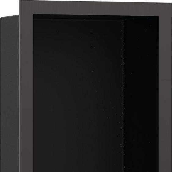 hansgrohe XtraStoris Individual, niche murale finition noir mat avec cadre design 300/150/100, finition chrome noir brossé