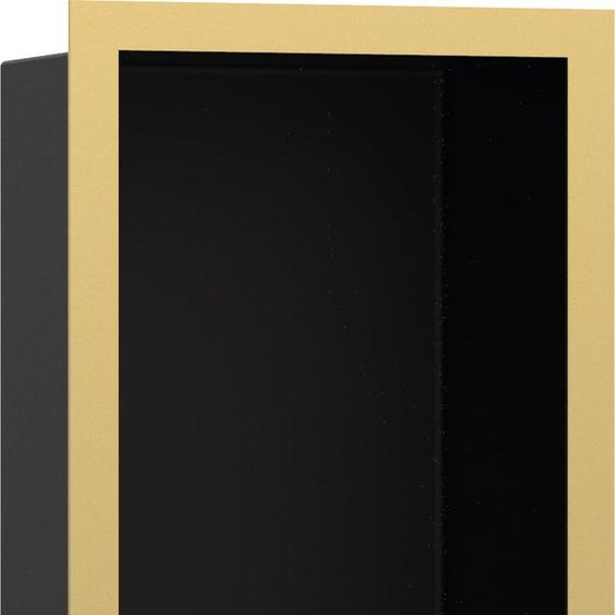 hansgrohe XtraStoris Individual, niche murale finition noir mat avec cadre design 300/150/100, aspect doré poli