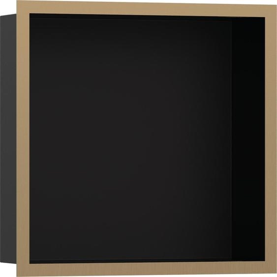 hansgrohe XtraStoris Individual, niche murale finition noir mat avec cadre design, dimensions 300/300/100, finition bronze brossé
