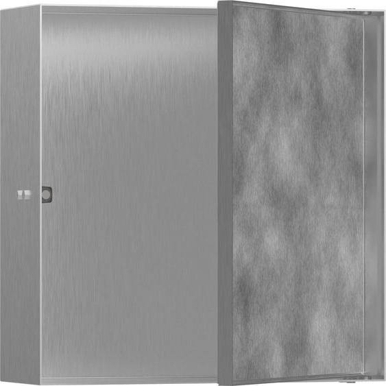 Hansgrohe XtraStoris, niche murale avec porte pouvant être recouverte de carrelage, dimensions 300/300/100, en acier inoxydable brossé