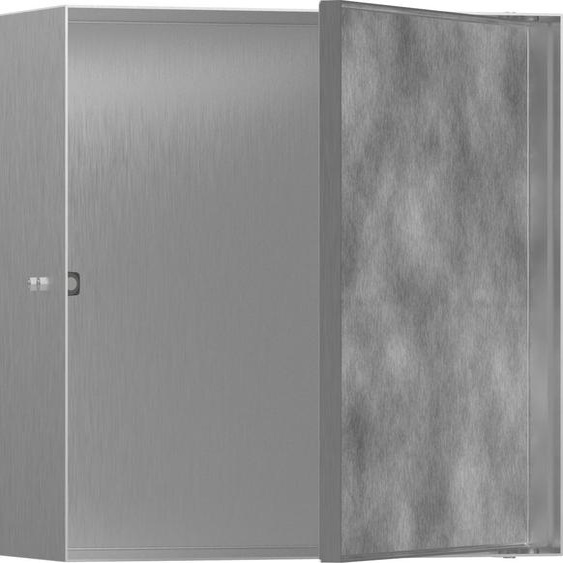 Hansgrohe XtraStoris, niche murale avec porte carrelable, dimensions 300/300/140, en acier inoxydable brossé