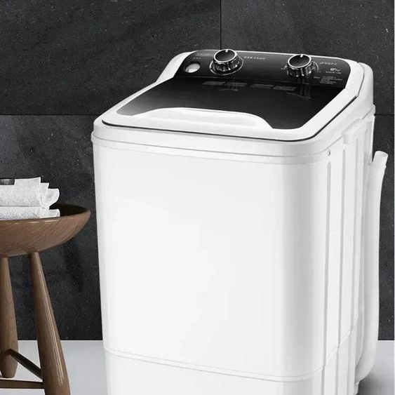 HAOYUNMA Machine à laver semi-automatique à baril unique de 7KG, compacte, lave-linge à lumière bleue UV