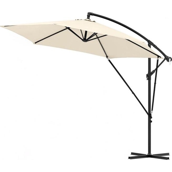 Happiq Parasol suspendu rectangulaire - 310 × 310 cm - Réglable & inclinable à 45° - Résistant aux UV & imperméable - Beige - Avec housse de protection
