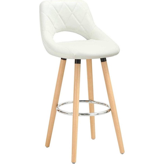 Happyment Chaise de bar Modern Hilton - Industriel - Blanc - Similicuir - Chaise de bar avec dossier - Chaise de cuisine et de bar