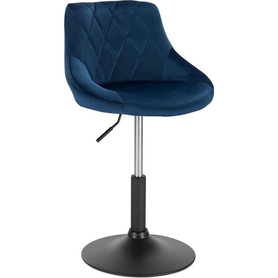 Happyment Chaise de bar moderne Sadi - Industrielle - Bleue - Réglable en hauteur - Revêtement en velours - Chaise de bar avec dossier - Chaise de cuisine et de bar