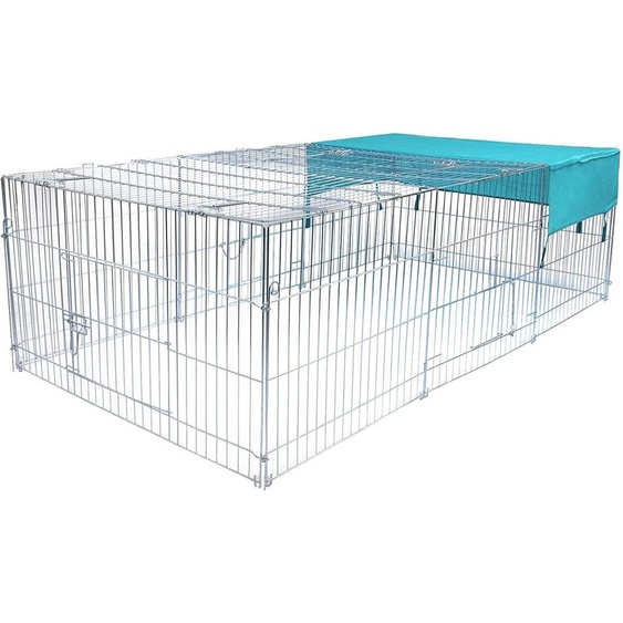 Happyment Enclos de luxe pour animaux Diva XL - Parc pour animaux - Enclos pour poules - Parc pour chiots - Parc pour chats - Enclos pour lapins - Enclos pour rongeurs - Enclos pour chiens - Argent - 216 x 116 x 65 cm