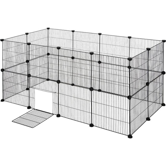 Happyment Enclos pour animaux Neri - Enclos pour animaux extra haut - Réglable - Enclos pour lapins - Enclos pour poules - Enclos pour chiots - Enclos pour chats - Enclos pour petits animaux - Noir - 142x71x71 cm