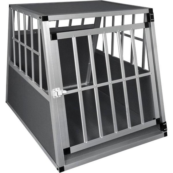 Happyment Hondenbench Didi - Caisse de transport pour chiens - Caisse de voiture - Caisse de voyage - Ouvrable - Aluminium - Gris - 85x71x65cm