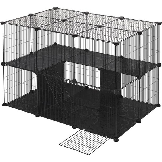 Happyment Parc animalier Meri Meri - XXL Ren Deluxe - Réglable en hauteur - Intérieur - Petits animaux, chatons, chiots - Noir - 70x70x105cm - 38 panneaux