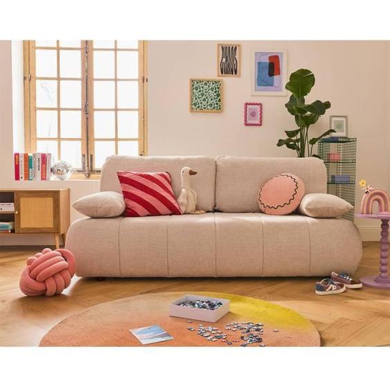 Harper - canapé 3 places convertible avec coffre en tissu texturé - Beige