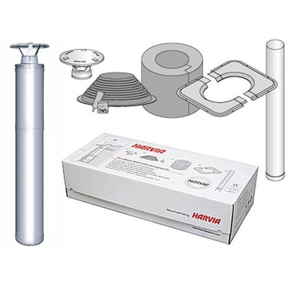 Harvia WHP1500 | Cheminée avec kit de montage pour poêle à bois de sauna (pour un toit incliné)