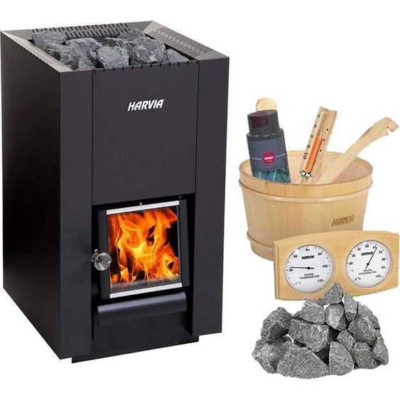 Harvia Linear 18 Poêle à bois pour sauna avec 2ème bimschv avec kit daccessoires Harvia