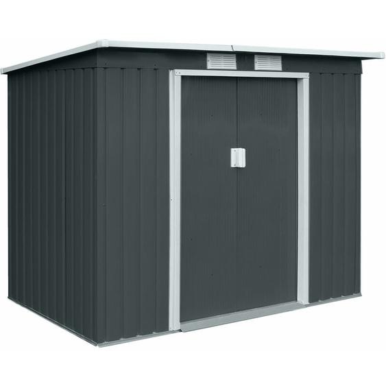 Hattoro - Remise à outils métallique P100, toit en appentis, gris