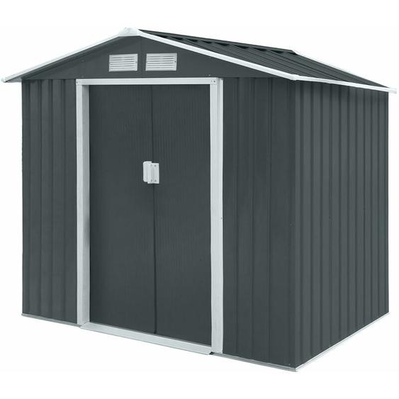 Hattoro - S100 abri de jardin en métal avec cadre au sol 213 × 117 × 185 cm (l x p x h) 3,6 m³ toit à pignon gris
