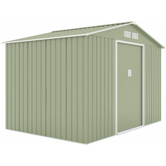 Hattoro - S200 abri de jardin en métal avec cadre au sol, toit à pignon de 7,3 m³, vert