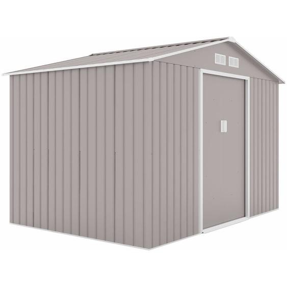 Hattoro - S200 abri de jardin en métal avec cadre au sol, toit à pignon de 7,3 m³, gris clair
