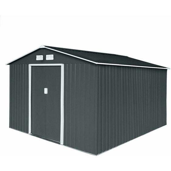 Hattoro - S300 abri de jardin métallique avec cadre de plancher xxl 277 × 319 × 192 cm (LxPxH) 12,5 m³ toit à pignon gris