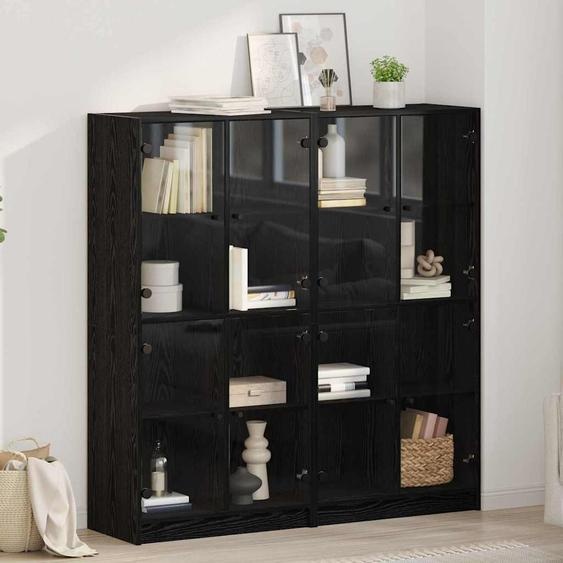 Haut Armoire 2 pcs Chêne noir 68 x 37 x 142 cm