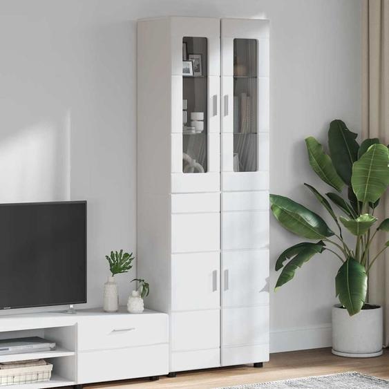 Haut Armoire avec porte FLORIN Blanc brillant 60 x 35 x 182 cm