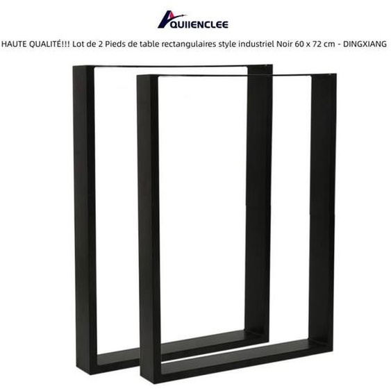 HAUTE QUALITÉ!!! Lot de 2 Pieds de table rectangulaires style industriel Noir 60 x 72 cm - DINGXIANG