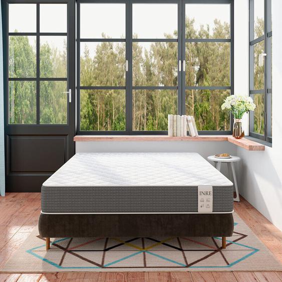 Inre - Matelas 140x190 cm 25 cm, Réversible, Mémoire de Forme, 7 Zones Ergonomiques, Soutien Ferme, Tissu Respirant et Durable