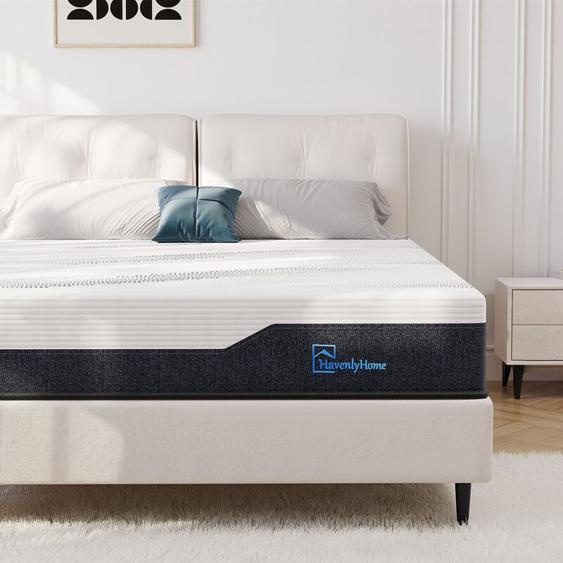 Havenlyhome - Matelas 140x190 cm Très épais 25 cm, Réversible Soutien, Mousse Mémoire de Forme, Respirant, Anti-acarien et Anti-bactérien