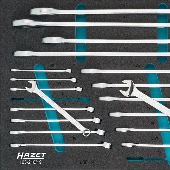 Hazet 163-210/19 163-210/19 Crowfoot wrench set 19-piece Spanner size (metric) 8 - 34 mm